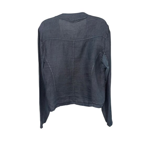 Tempo Paris 100% Linen Lightweight Waterfall Open Front Jacket Charcoal Gray Siz - Picture 8 of 8